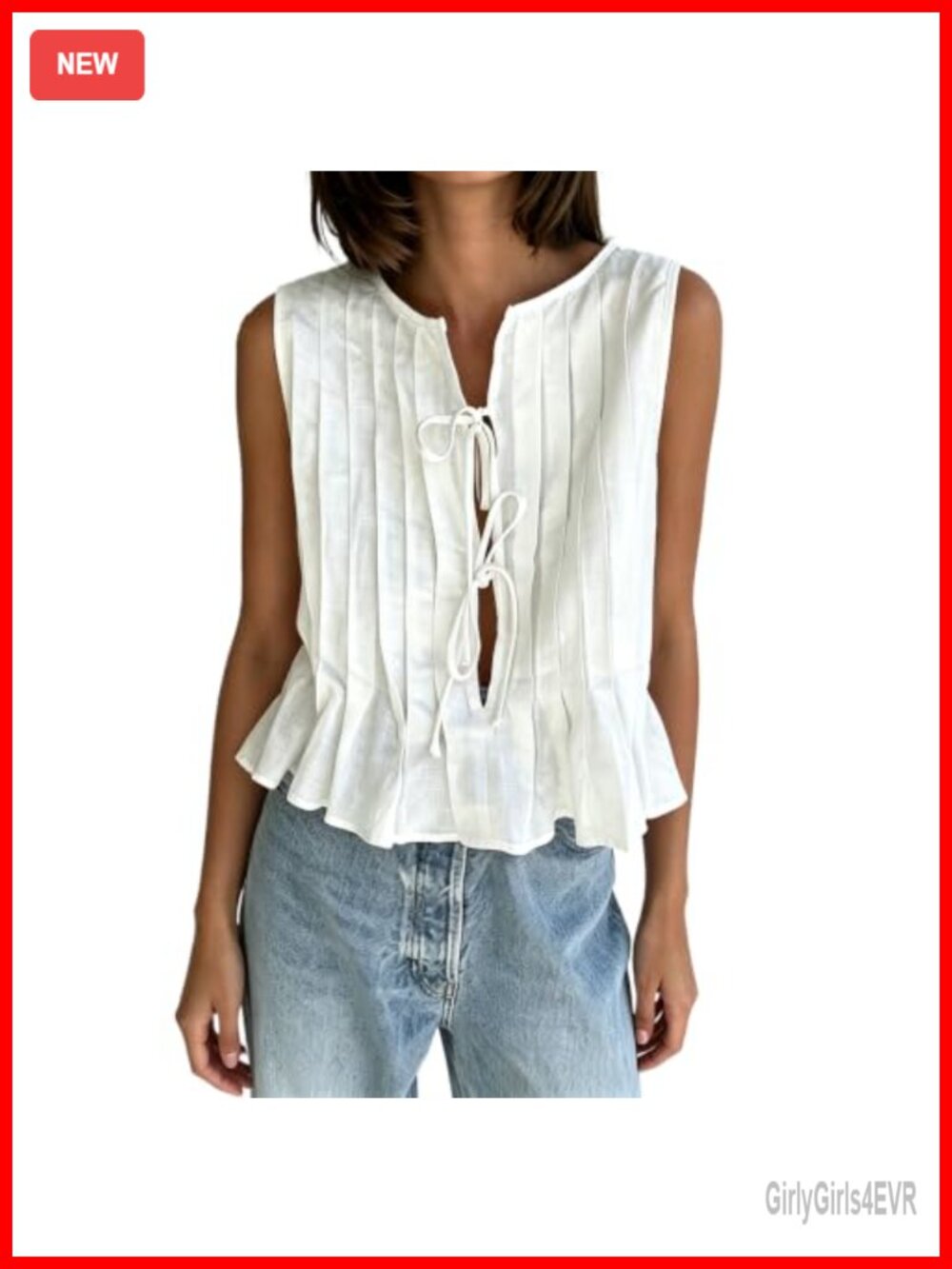 Womens Ruffle Tie Front Peplum Vest Tank Top Sleeveless Summer